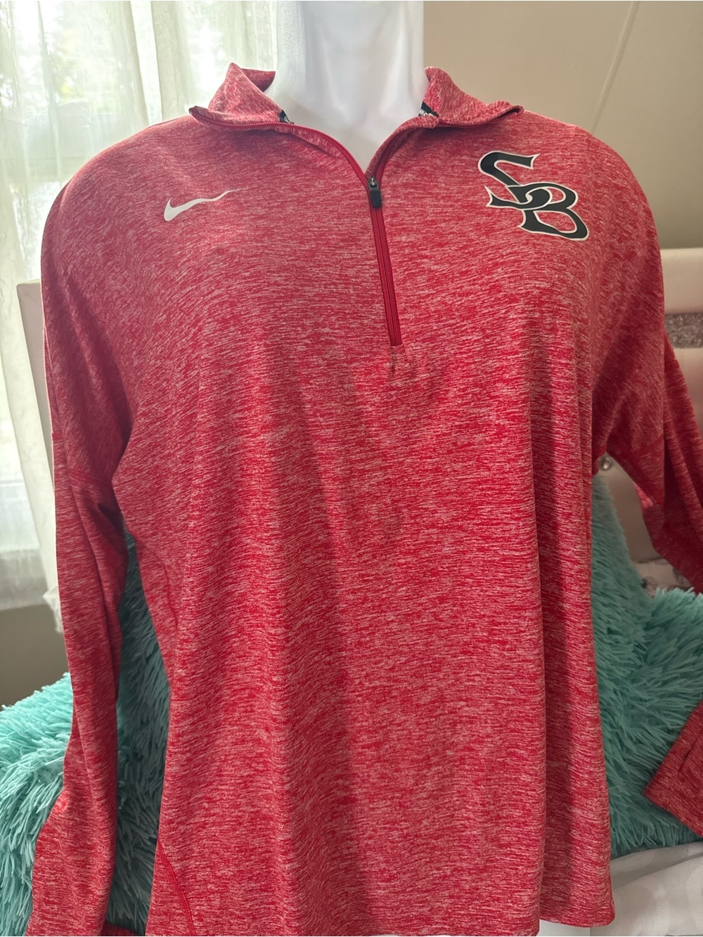 Nike Red Heather Quarter-Zip Pullover with SB Crest